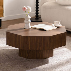 Modern Walnut Round Coffee Table 31-Inch Diameter - Omega Lifestyles