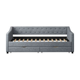 Twin Upholstered Linen Daybed With Storage Drawers - Omega Lifestyles