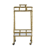 Antique Brass Aluminum Glass Two-Tier Bar Cart - Omega Lifestyles