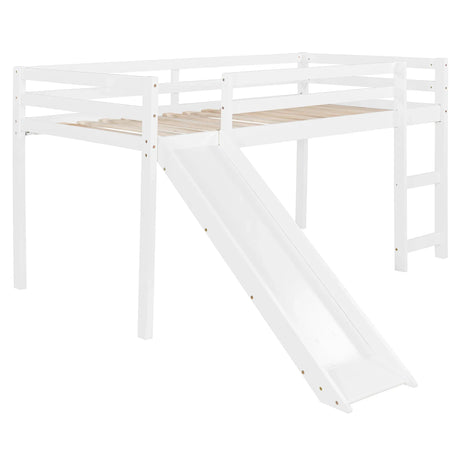 Twin Solid Wood Loft Bed With Ladder And Slide - Omega Lifestyles