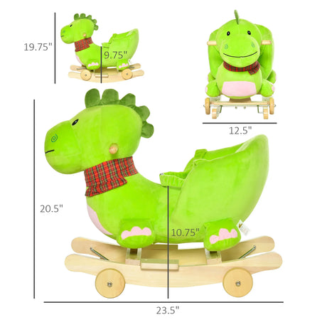 2-in-1 Plush Ride-On Kids Rocking Dinosaur Toy - Omega Lifestyles