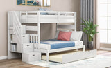 Stairway Twin-Over-Twin Full Bunk Bed With Trundle - Omega Lifestyles