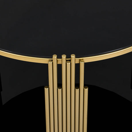 Modern Black Mirror Round Coffee Table With Shelf - Sleep Galleria