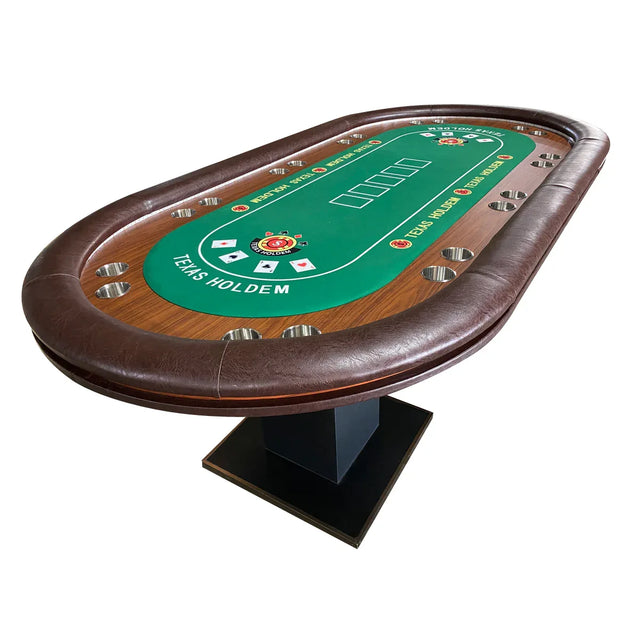 Modern 96-Inch 10-Player Wood Poker Table With LED Lights - Omega Lifestyles