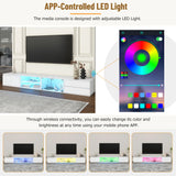 Modern App-Controlled LED Light White Marble TV Stand - Omega Lifestyles