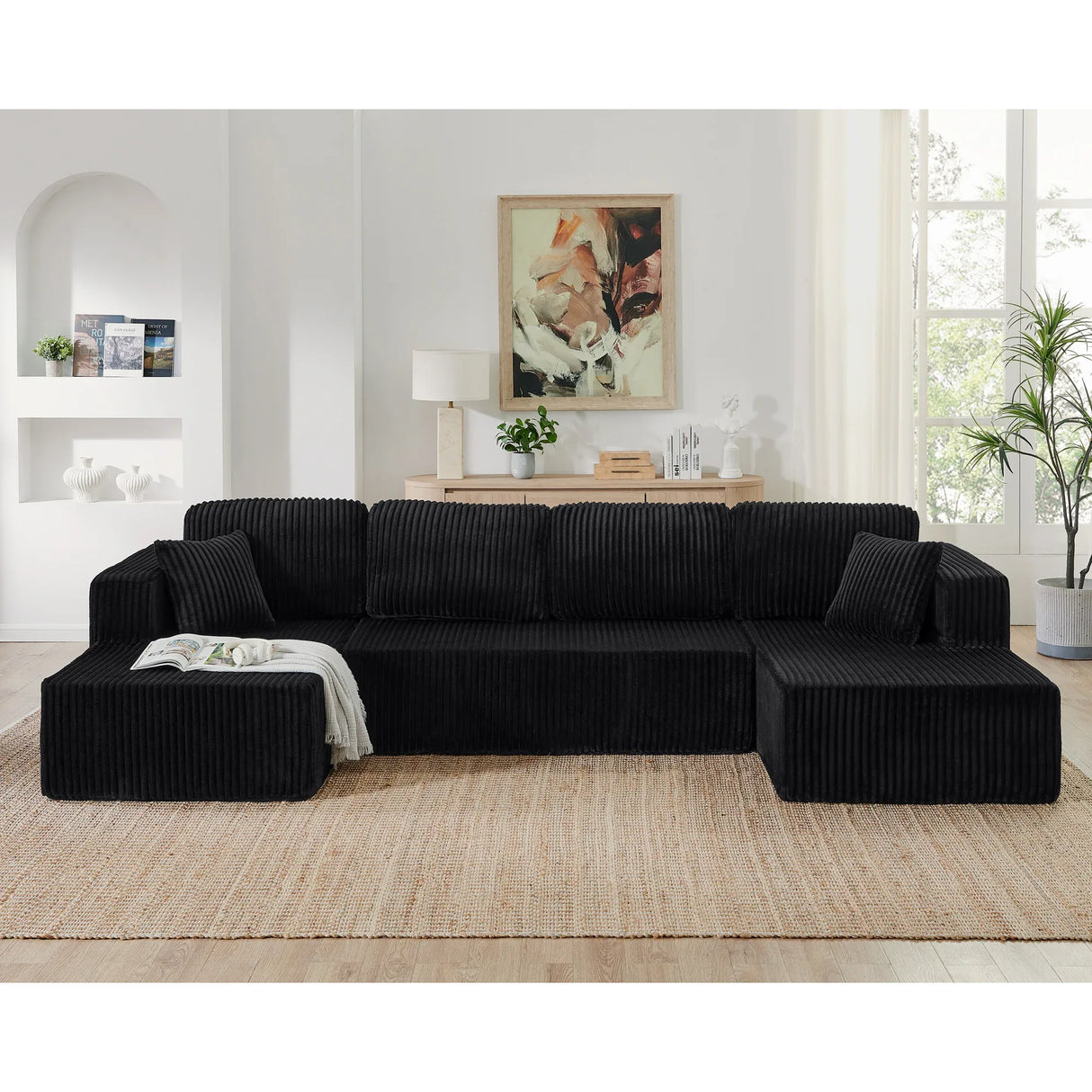 Modern Minimalist U-Shape Modular Sectional Sofa Set - Omega Lifestyles