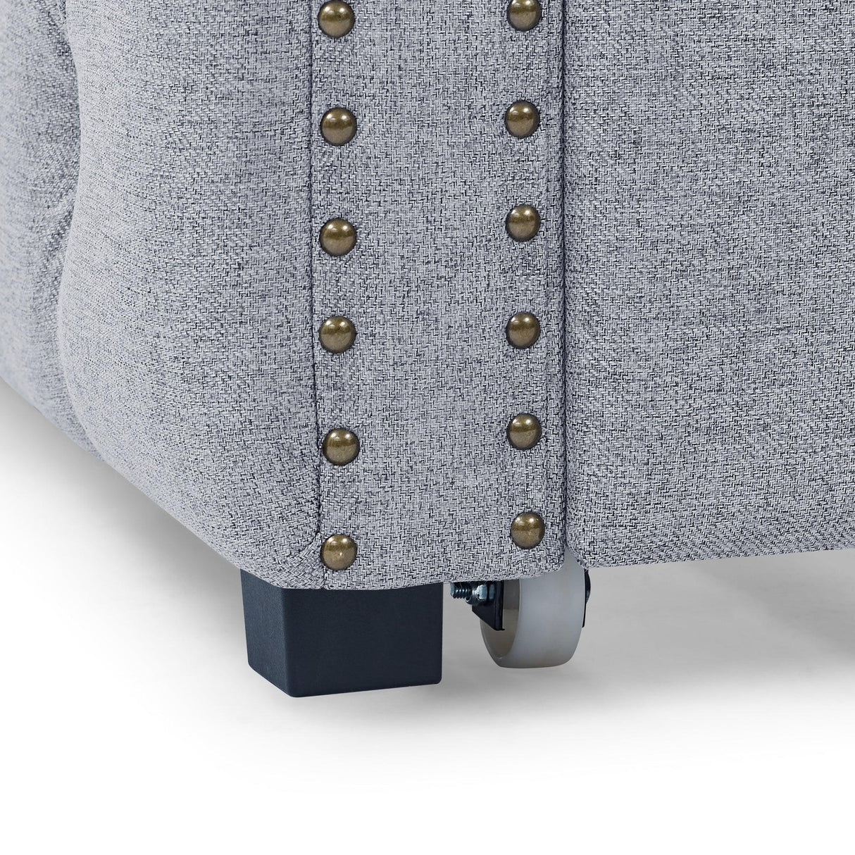 Mid-Century Upholstered Twin Daybed With Trundle Gray Linen - Omega Lifestyles