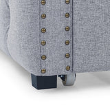 Mid-Century Upholstered Twin Daybed With Trundle Gray Linen - Omega Lifestyles