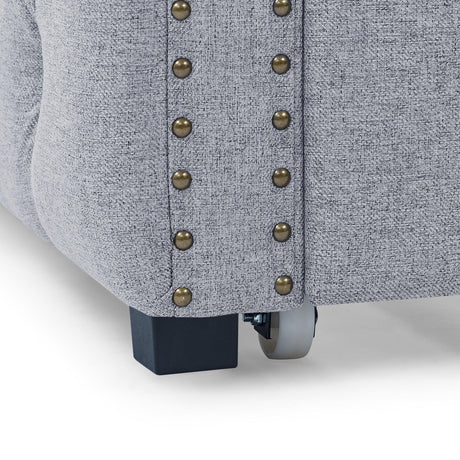 Mid-Century Upholstered Twin Daybed With Trundle Gray Linen - Omega Lifestyles