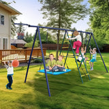 6-in-1 Steel Backyard Swing Set With Climbing Ladder - Omega Lifestyles