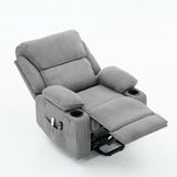Medium-Firm Corduroy Remote-Controlled Heating Massage Recliner - Omega Lifestyles