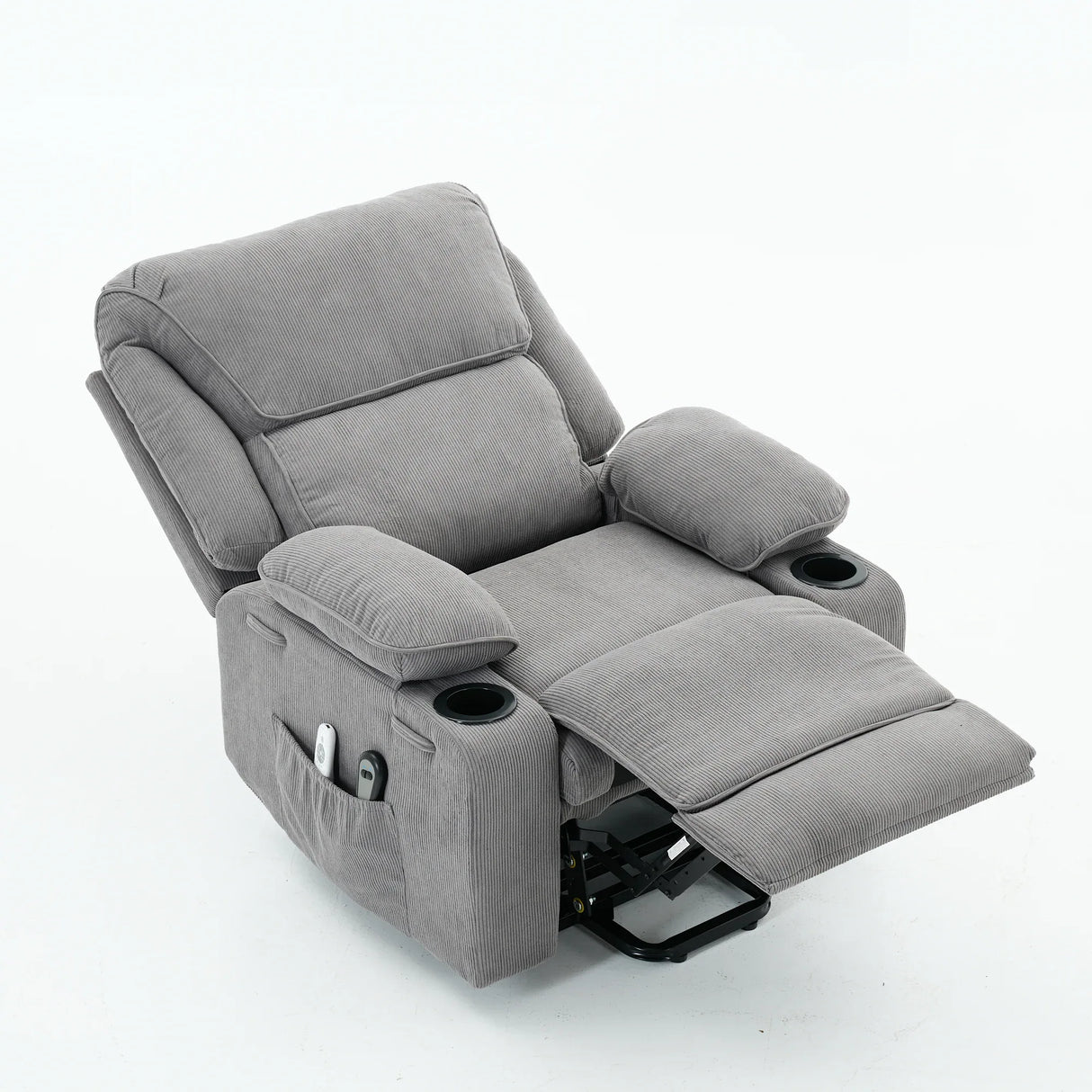 Medium-Firm Corduroy Remote-Controlled Heating Massage Recliner - Omega Lifestyles