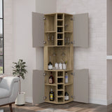 Modern Corner Bar Cabinet With Ten Built-In Wine Rack - Omega Lifestyles