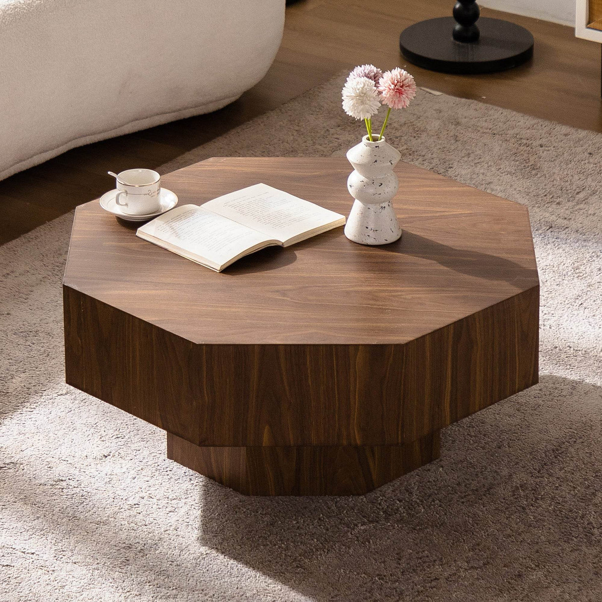 Modern Walnut Round Coffee Table 31-Inch Diameter - Sleep Galleria