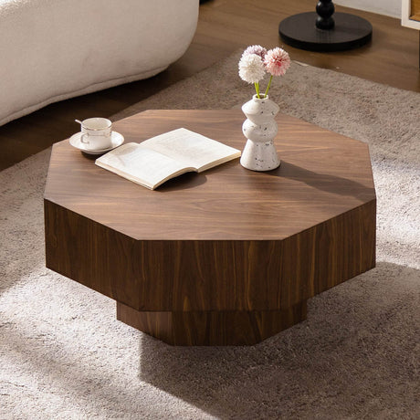Modern Walnut Round Coffee Table 31-Inch Diameter - Sleep Galleria