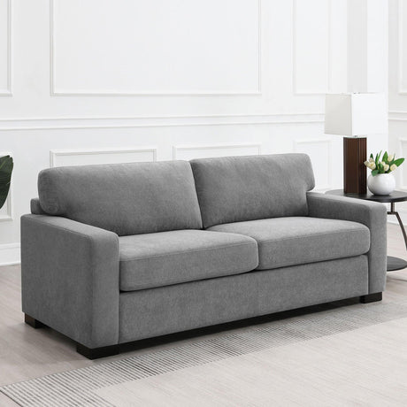 Grey Upholstered Contemporary Track-Arm Sleeper Sofa - Omega Lifestyles
