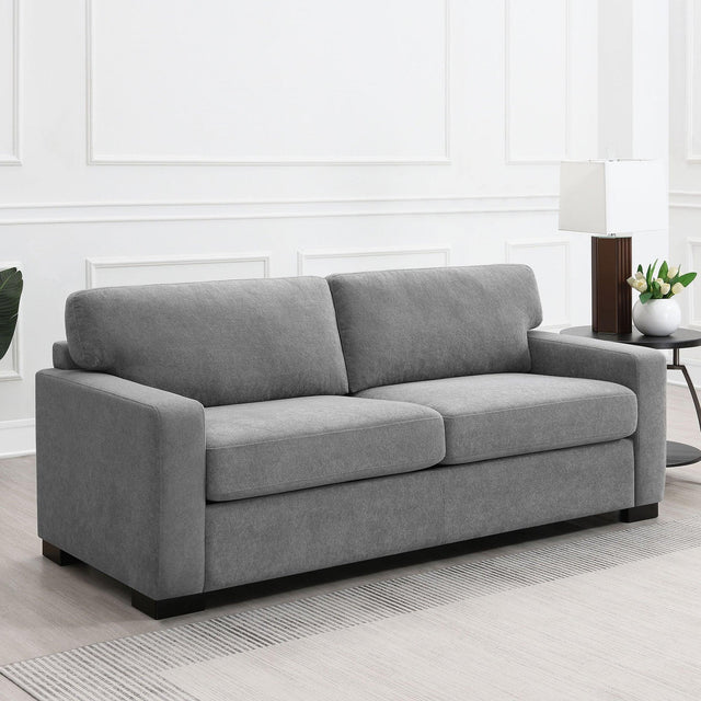 Grey Upholstered Contemporary Track-Arm Sleeper Sofa - Omega Lifestyles