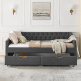 Twin Upholstered Tufted Daybed With Storage Drawers - Omega Lifestyles