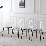 Set of 4 Contemporary Transparent Black Metal Pet Chairs