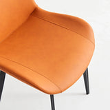 Set Of 2 Orange PU Leather Dining Chairs With Metal Legs - Omega Lifestyles