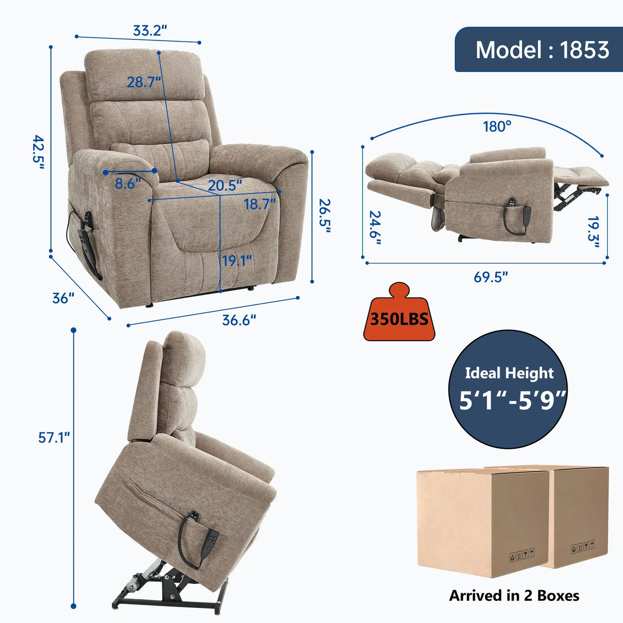 Dual Motor Power Lift Recliner Chair With Massage And Heat - Omega Lifestyles