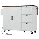 Farmhouse Kitchen Island Cart With Power Outlet - Omega Lifestyles