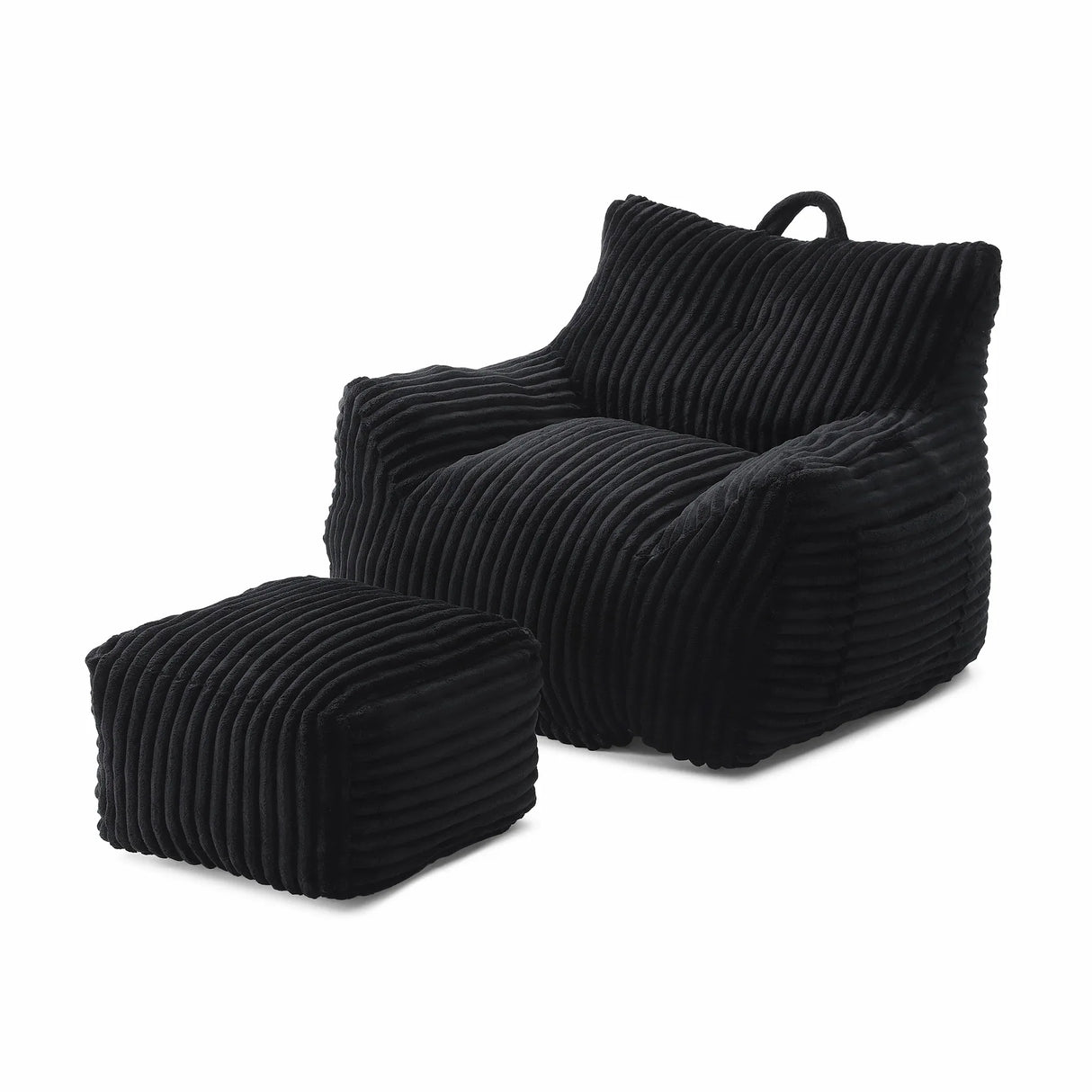 Medium-Soft Corduroy Bean Bag Chair With Footstool - Omega Lifestyles