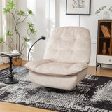 Modern Ivory Velvet Swivel Gliding Recliner Chair With Phone Holder - Omega Lifestyles