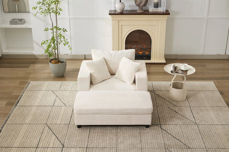 Corduroy Chaise Lounge Chair With Removable Ottoman - Omega Lifestyles