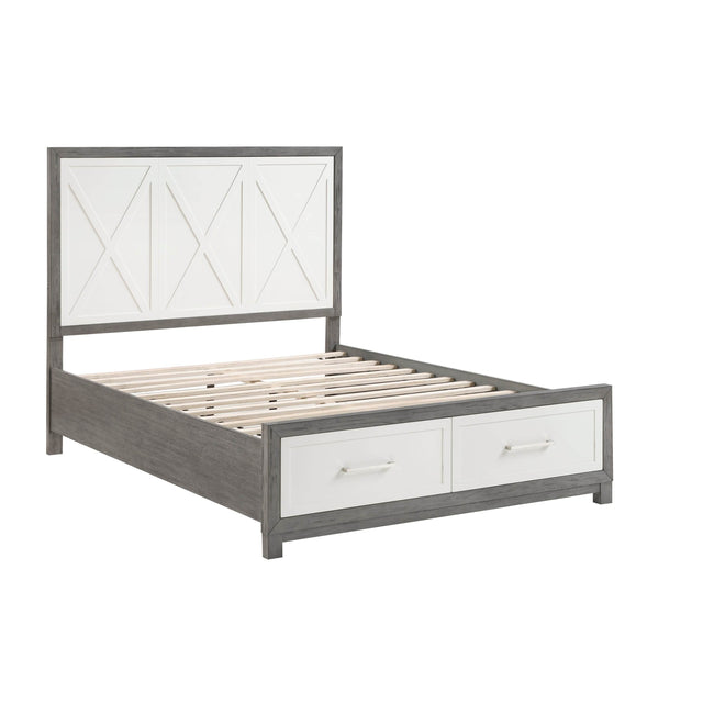 Queen Wood Platform Bed With Footboard Storage - Omega Lifestyles