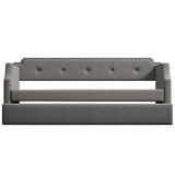 Gray Linen Upholstered Twin Daybed With Trundle - Omega Lifestyles