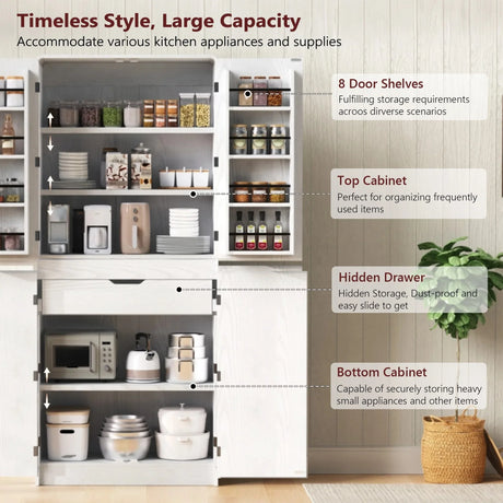Modern Curved Design Kitchen Pantry Cabinet With Drawer - Omega Lifestyles