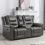 Grey Manual PU Upholstered Home Theater Recliner Chair Set - Omega Lifestyles
