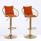 Set of 2 Orange Velvet Adjustable Height Bar Chairs - Omega Lifestyles
