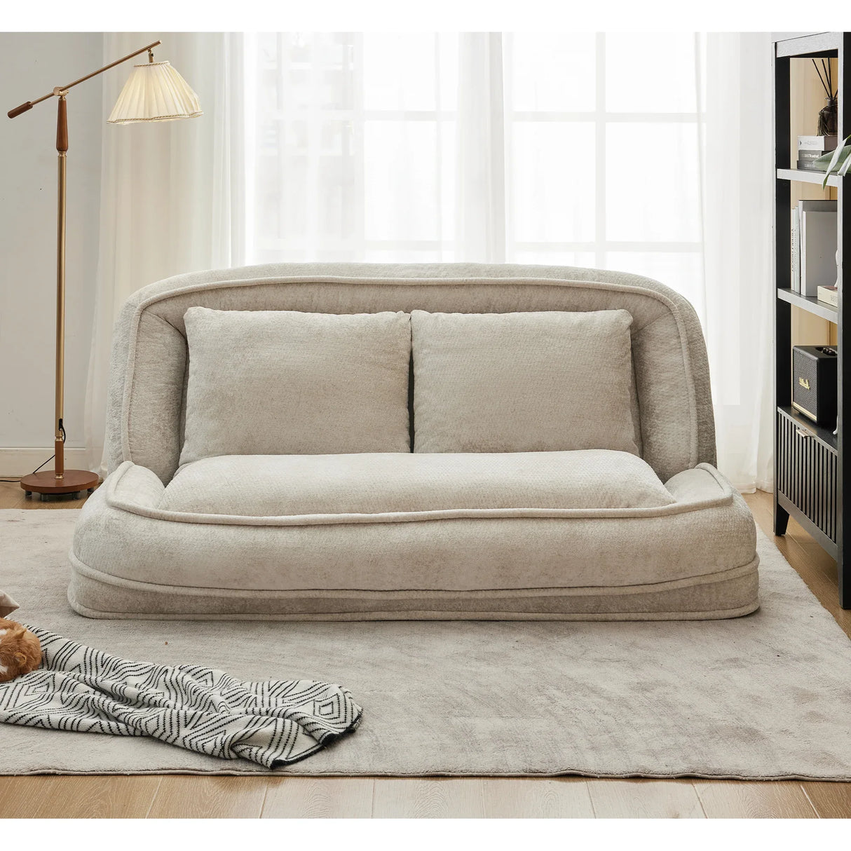 Medium-Soft Adjustable Loveseat Lazy Sofa With Chenille Upholstery - Omega Lifestyles