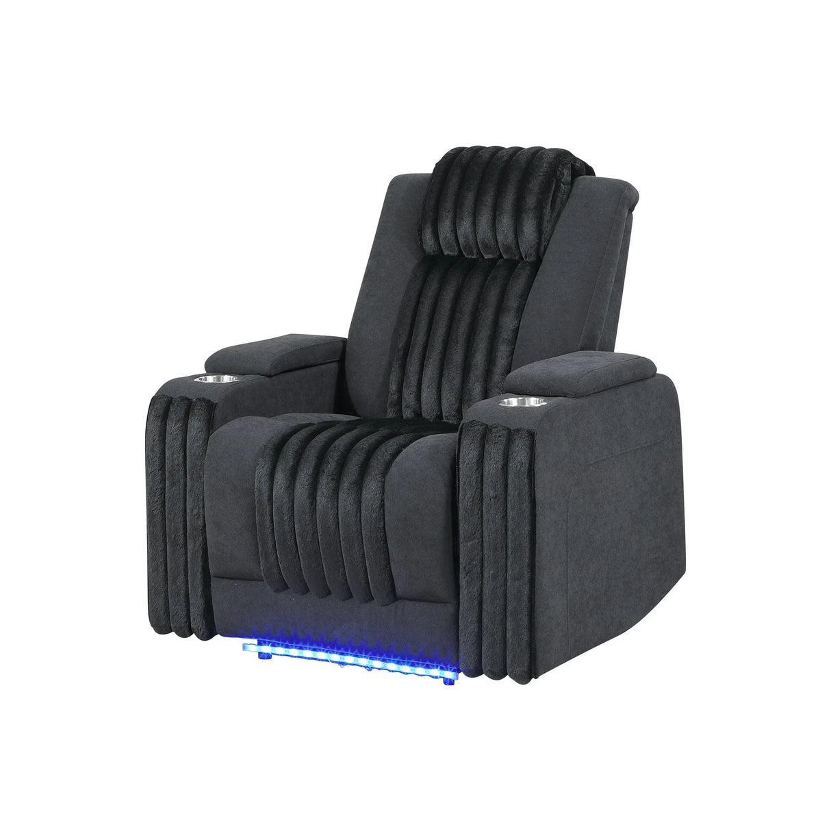 Black Wood Frame Power Recliner With LED Lighting - Omega Lifestyles