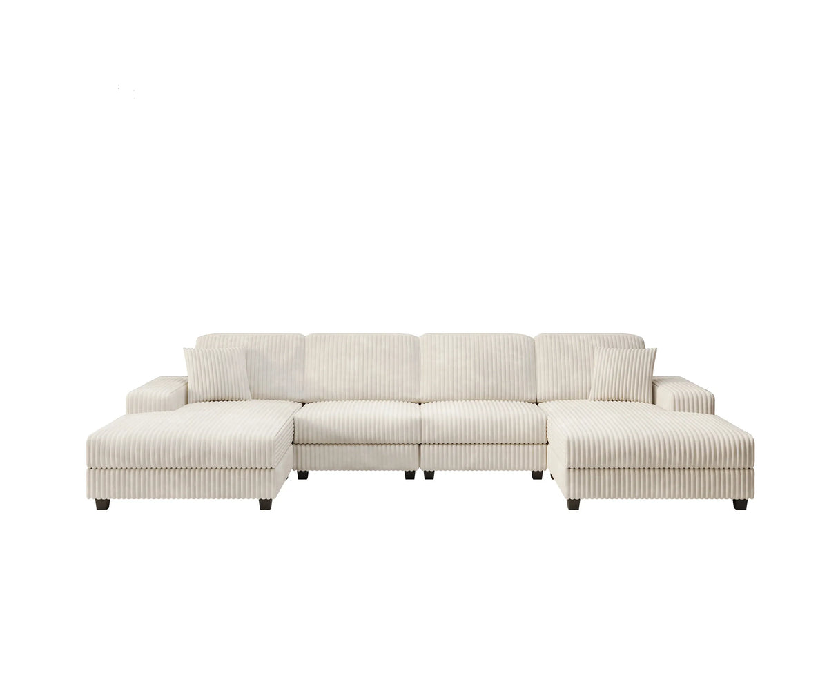 Modern Convertible U-Shaped Corduroy Fabric Sofa - Omega Lifestyles