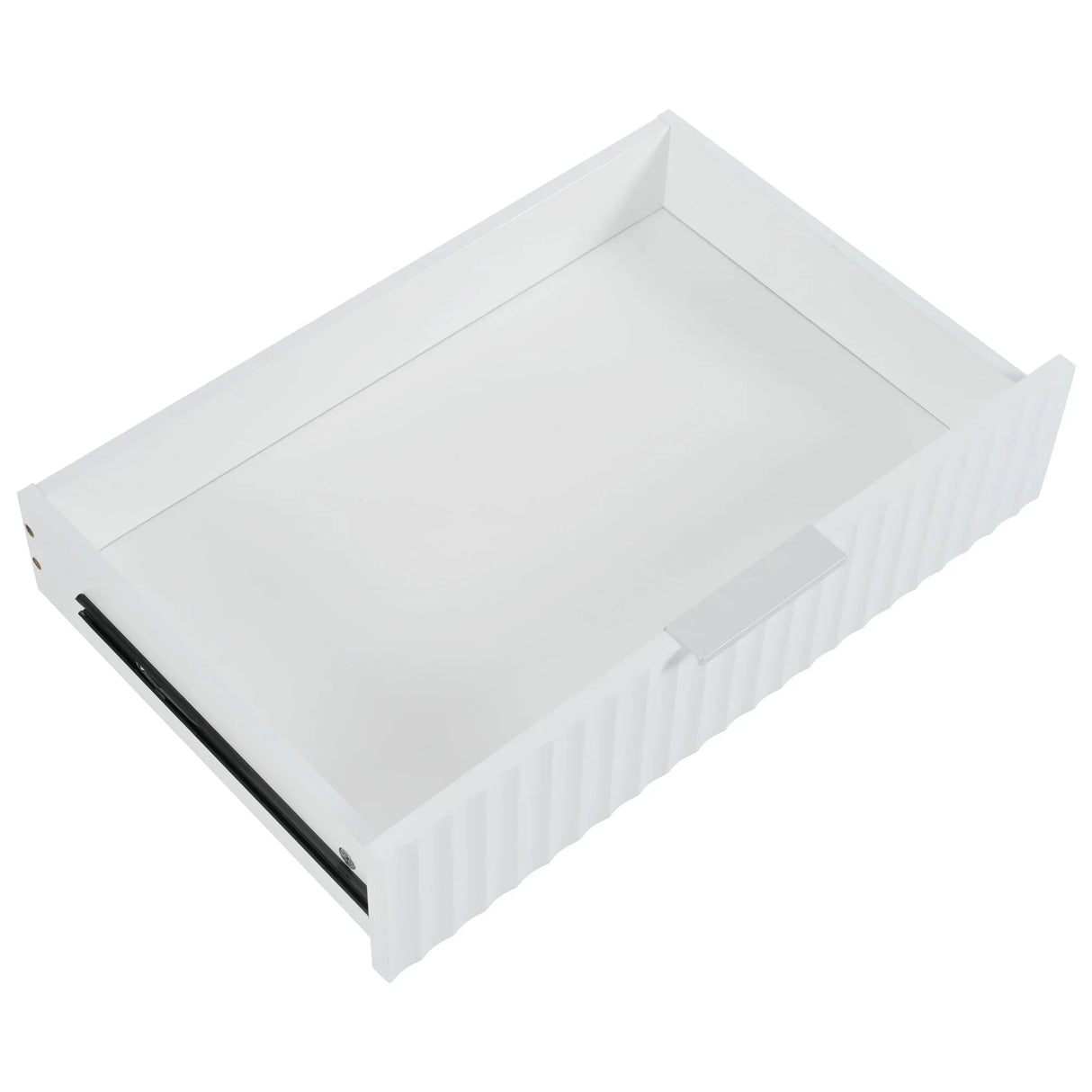 Fluted Rubber Wood Kitchen Island With Tilt-Out Trash Can - Omega Lifestyles