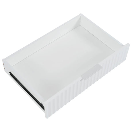 Fluted Rubber Wood Kitchen Island With Tilt-Out Trash Can - Omega Lifestyles