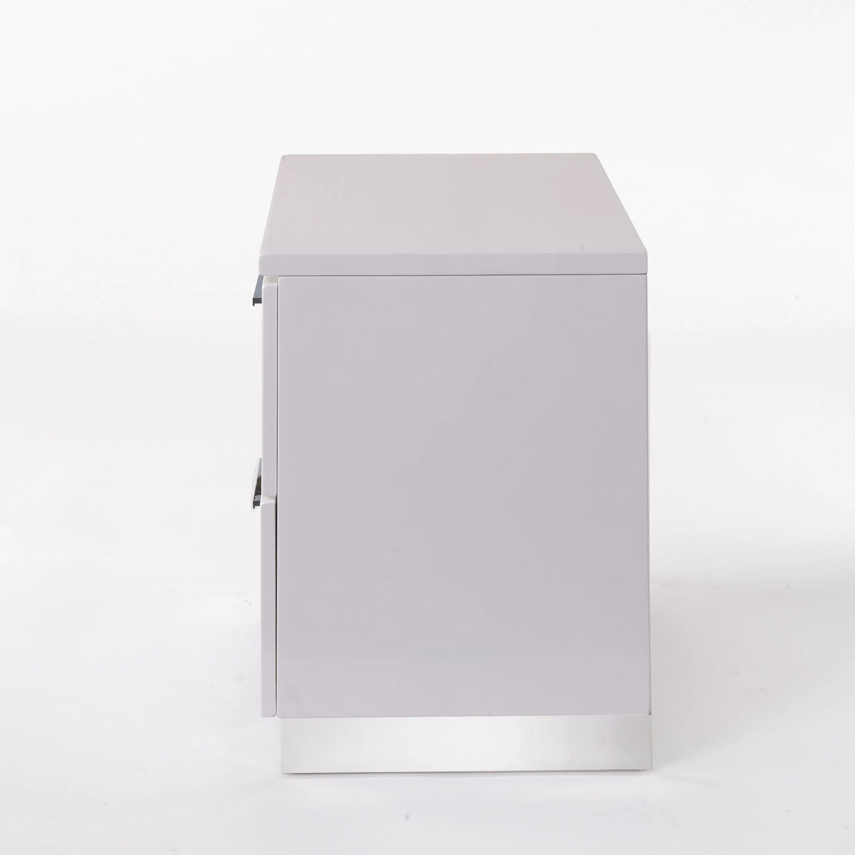 White Modern Chrome Leg Synthetic Wood Nightstand - Omega Lifestyles