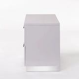 White Modern Chrome Leg Synthetic Wood Nightstand - Omega Lifestyles