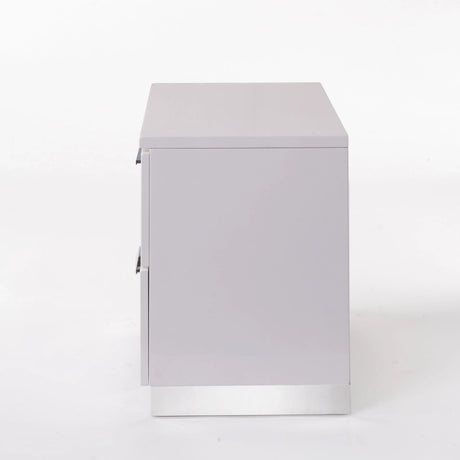 White Modern Chrome Leg Synthetic Wood Nightstand - Omega Lifestyles