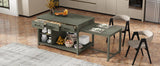 Expandable Retro Kitchen Island With Built-In Power Outlets - Omega Lifestyles