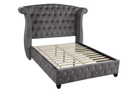 Crystal Tufted Upholstered Velvet Full Size Bed Frame - Omega Lifestyles