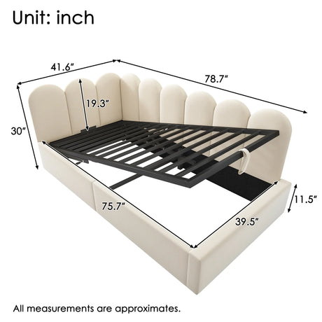 Twin Velvet Upholstered Daybed With Hydraulic Storage - Omega Lifestyles