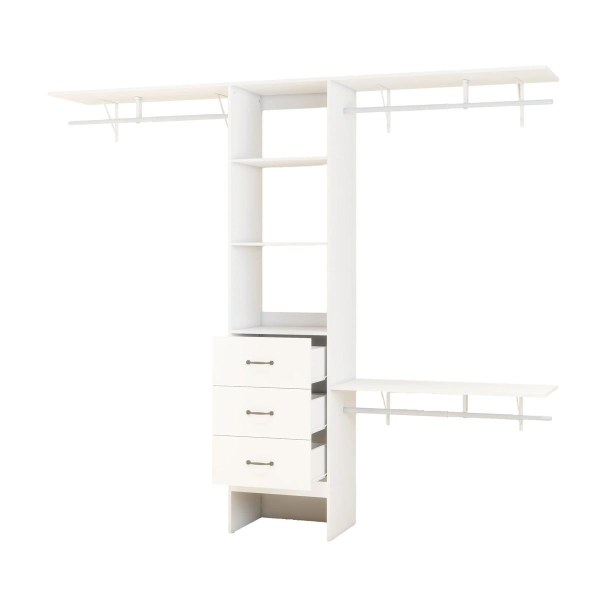 96-Inch White Adjustable Wood Metal Closet Organizer System - Omega Lifestyles