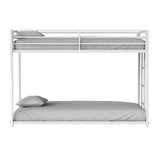 Contemporary Matte White Metal Twin Over Twin Low Bunk Bed - Omega Lifestyles