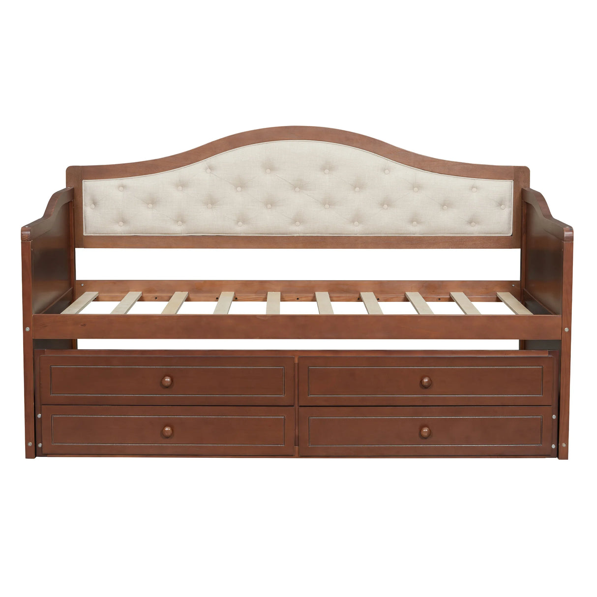 Twin Daybed With Trundle And Storage Drawers Walnut - Omega Lifestyles