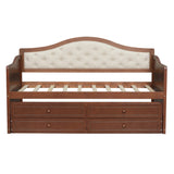 Twin Daybed With Trundle And Storage Drawers Walnut - Omega Lifestyles