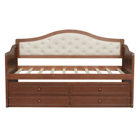 Twin Daybed With Trundle And Storage Drawers Walnut - Omega Lifestyles